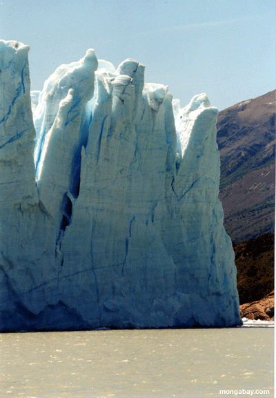 Glacier de Perito Moreno en Argentine, vue du niveau d'eau